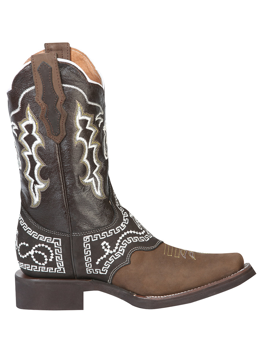 El General Rodeo Boot - Dark Brown Nubuck with Embroidery 51117