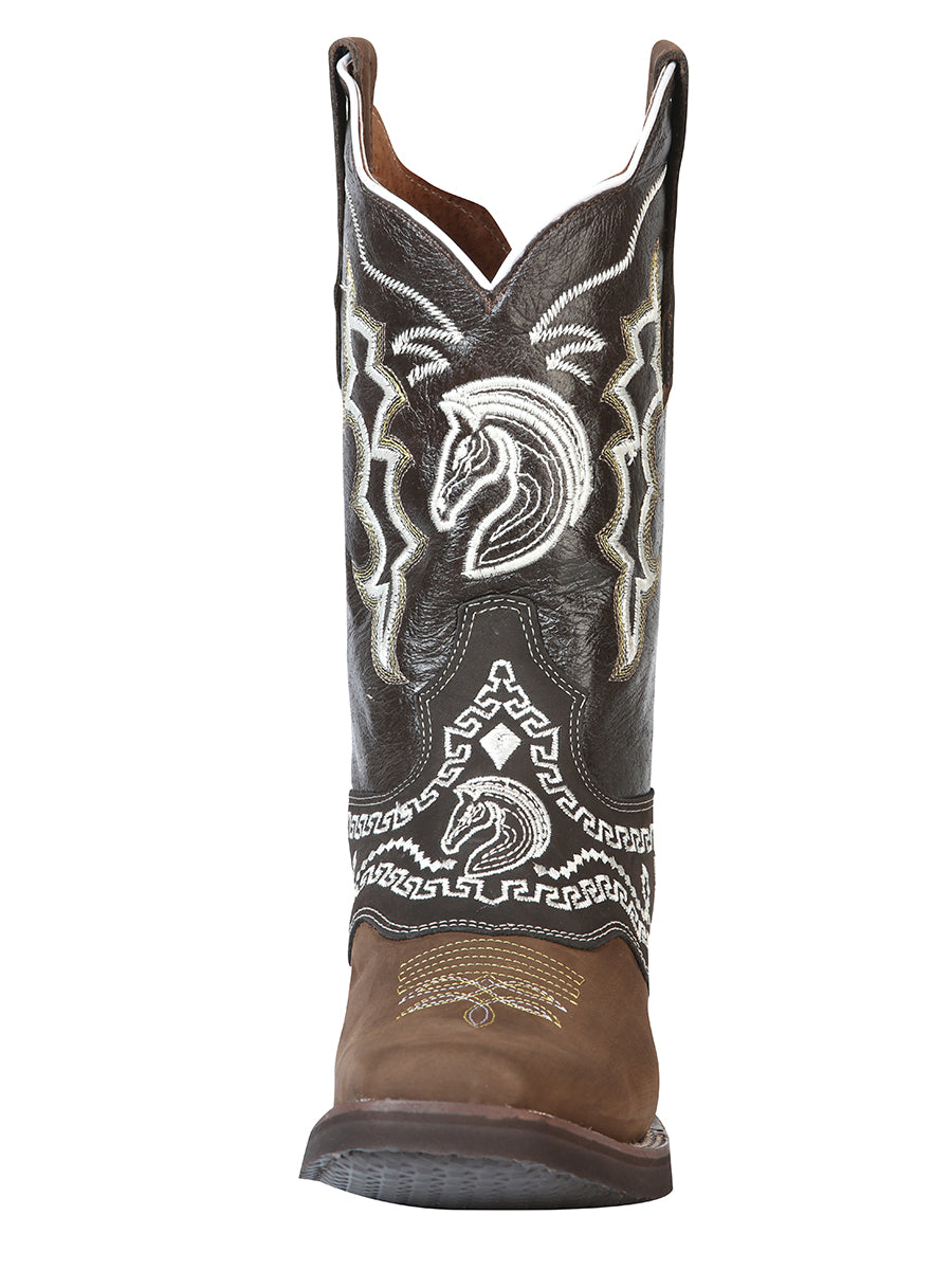 El General Rodeo Boot - Dark Brown Nubuck with Embroidery 51117
