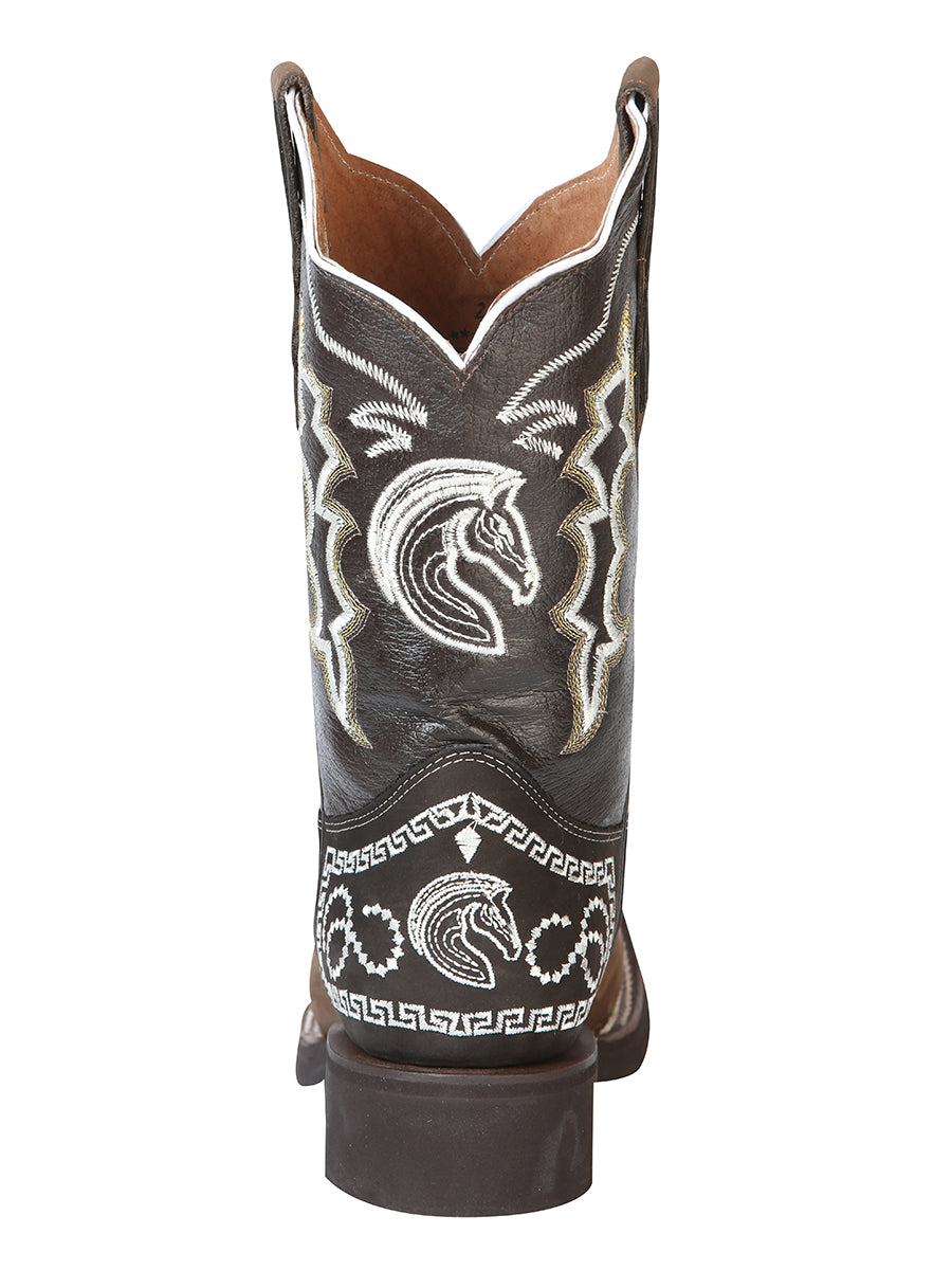 El General Rodeo Boot - Dark Brown Nubuck with Embroidery 51117