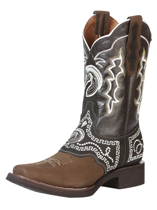 El General Rodeo Boot - Dark Brown Nubuck with Embroidery 51117
