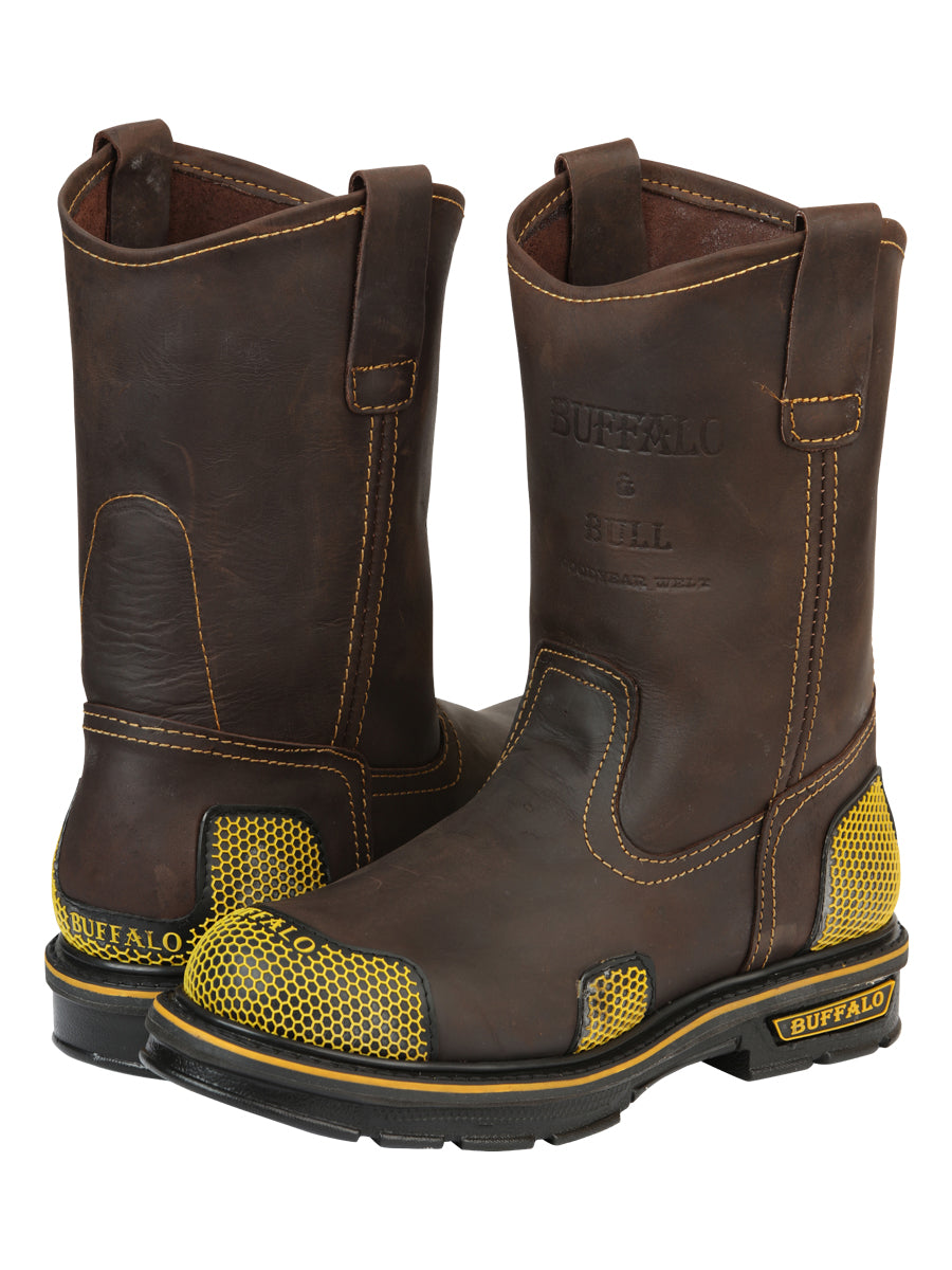 Buffalo &amp; Bull Men's Work Boots - Brown/Yellow 123031