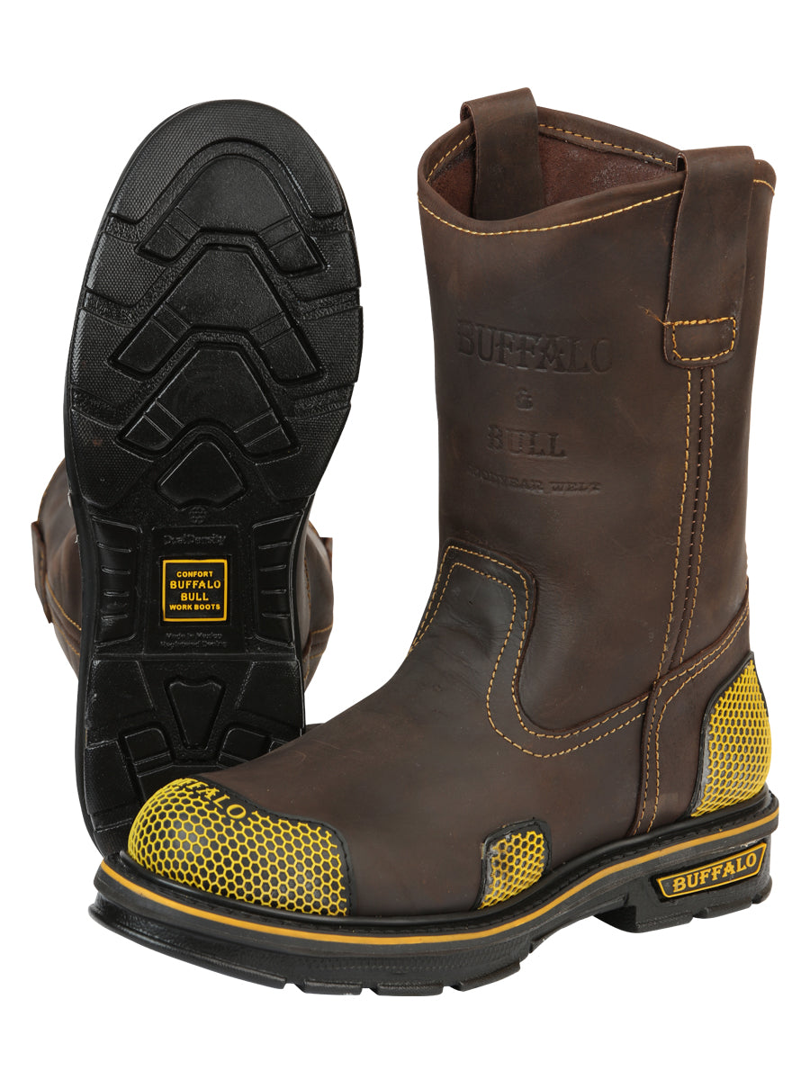 Buffalo &amp; Bull Men's Work Boots - Brown/Yellow 123031