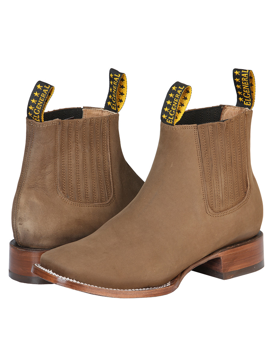 The General Square Toe Ankle Boot - Nobuck Brown 126192