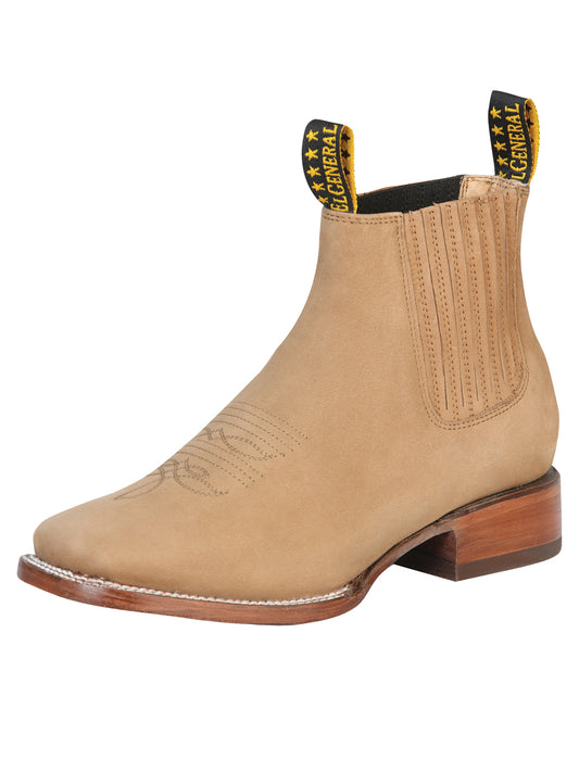 El General Square Toe Ankle Boot - Nubuck Sand 126197