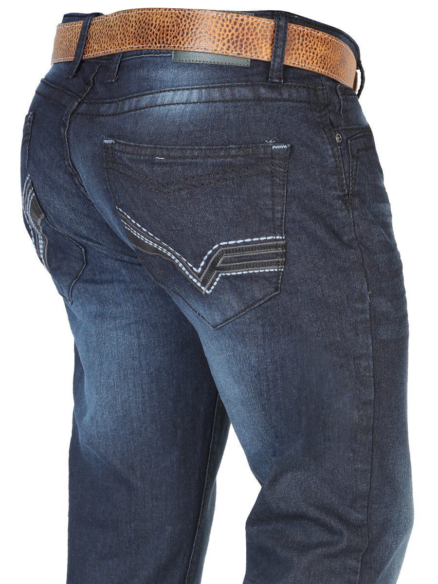 El Norteño Skinny Stretch Denim Pants in Dark Blue 126634