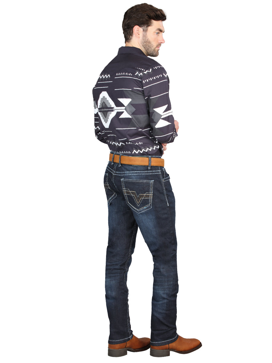 El Norteño Skinny Stretch Denim Pants in Dark Blue 126635