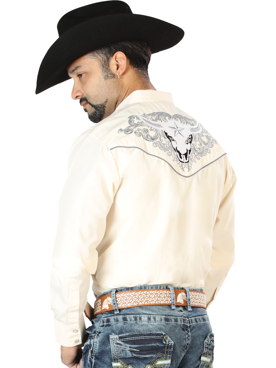El Señor de los Cielos Embroidered Shirt Beige/Gray 126679