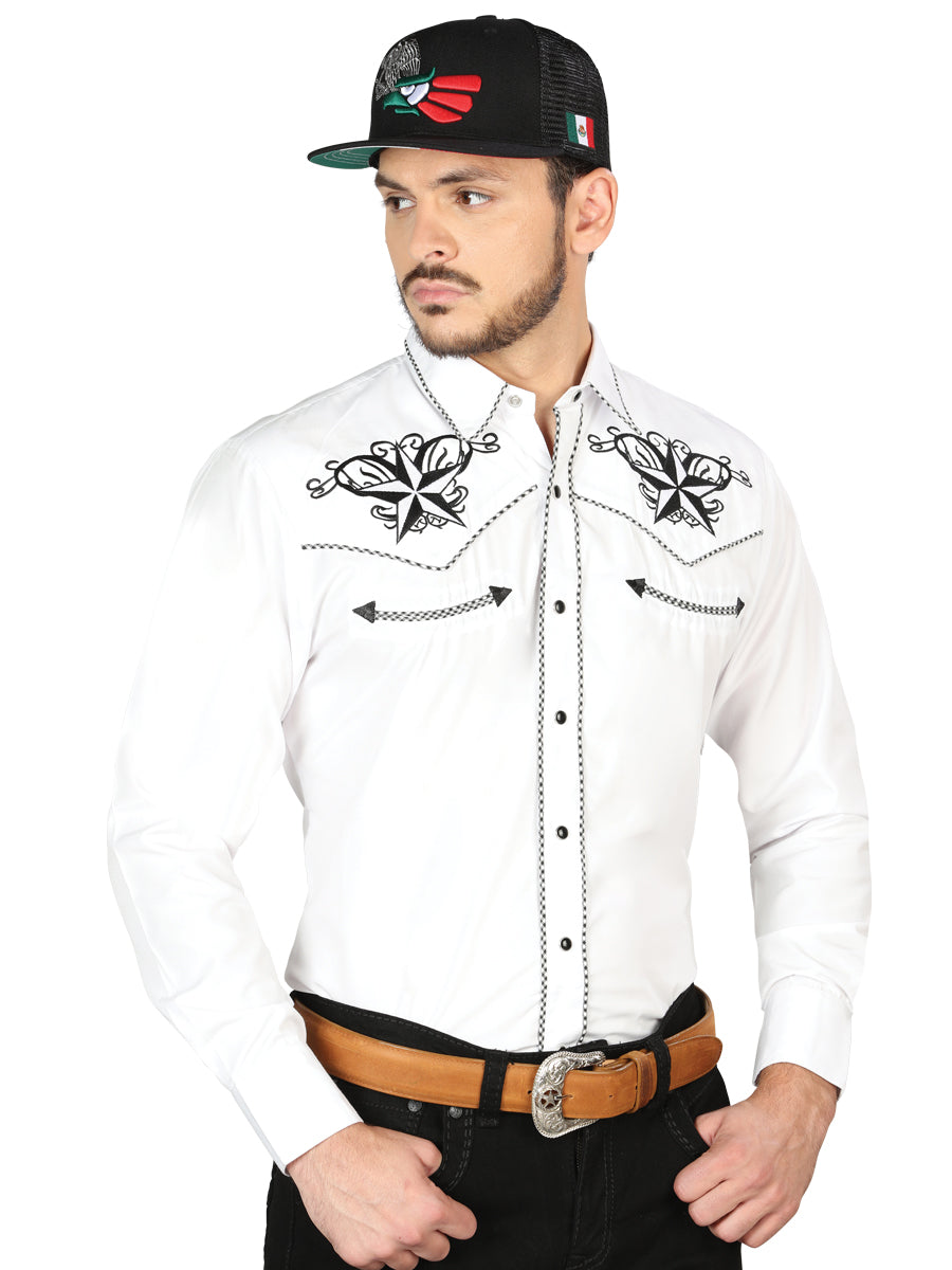 El General Embroidered Western Shirt White/Black 126683