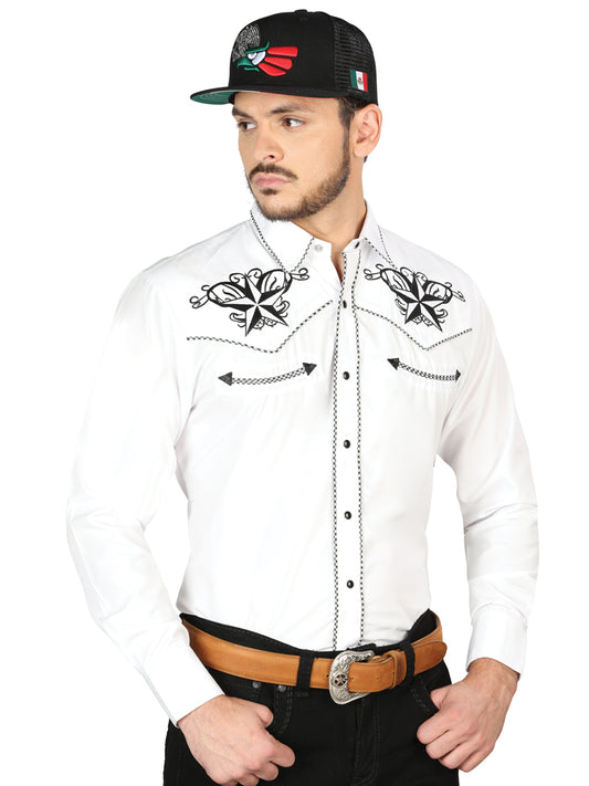 El General Embroidered Western Shirt White/Black 126683