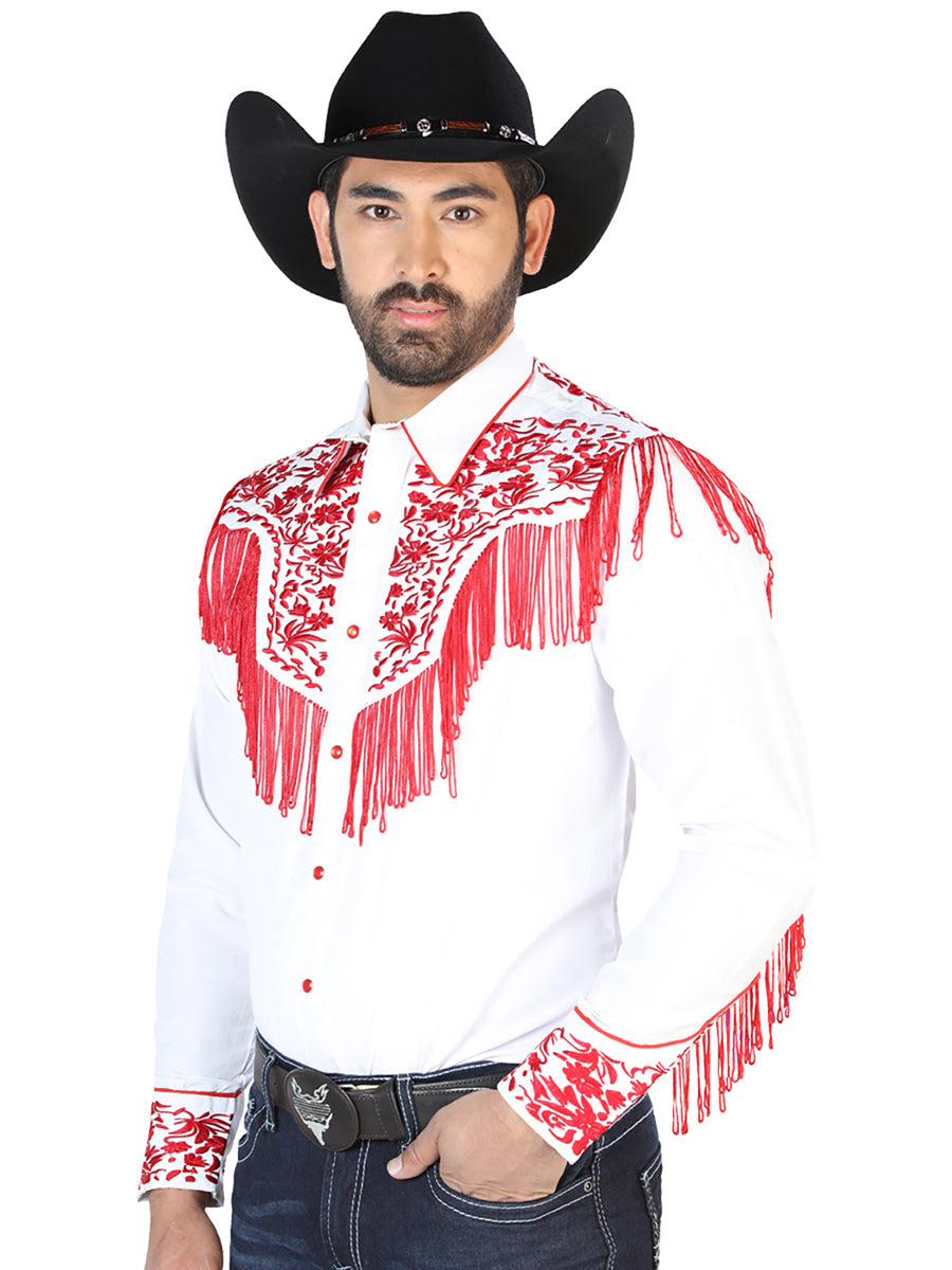 El Señor de los Cielos Embroidered Shirt White/Red 126708