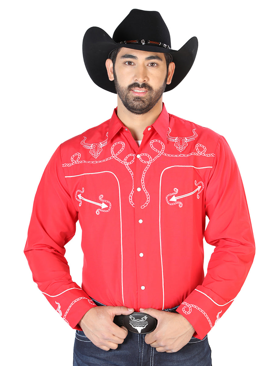 El Señor de los Cielos Embroidered Shirt Red/White 126713