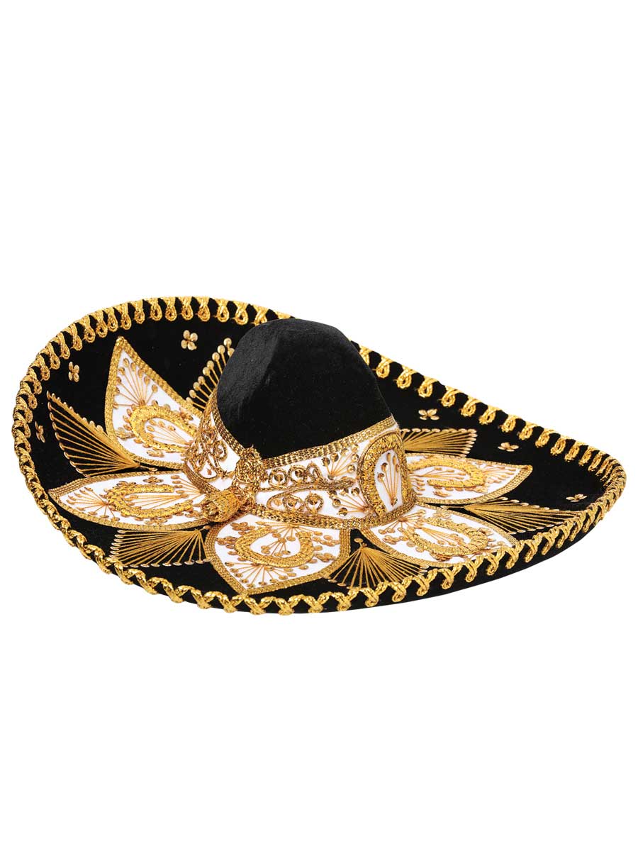 Adult Mexican Charro Hat, Velvet, Black/Gold, 600212