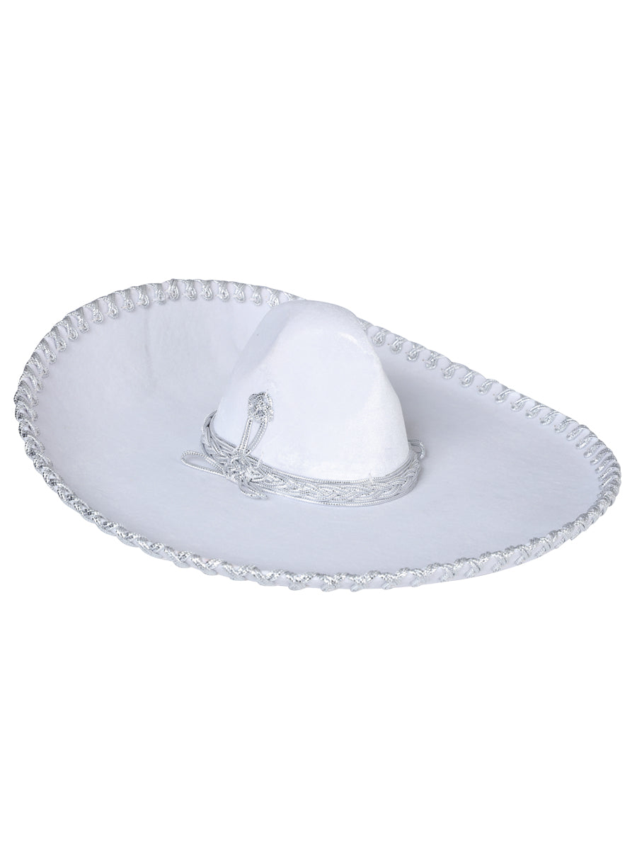 Adult
 Mexican Charro Hat, Velvet, White/Silver, 600699