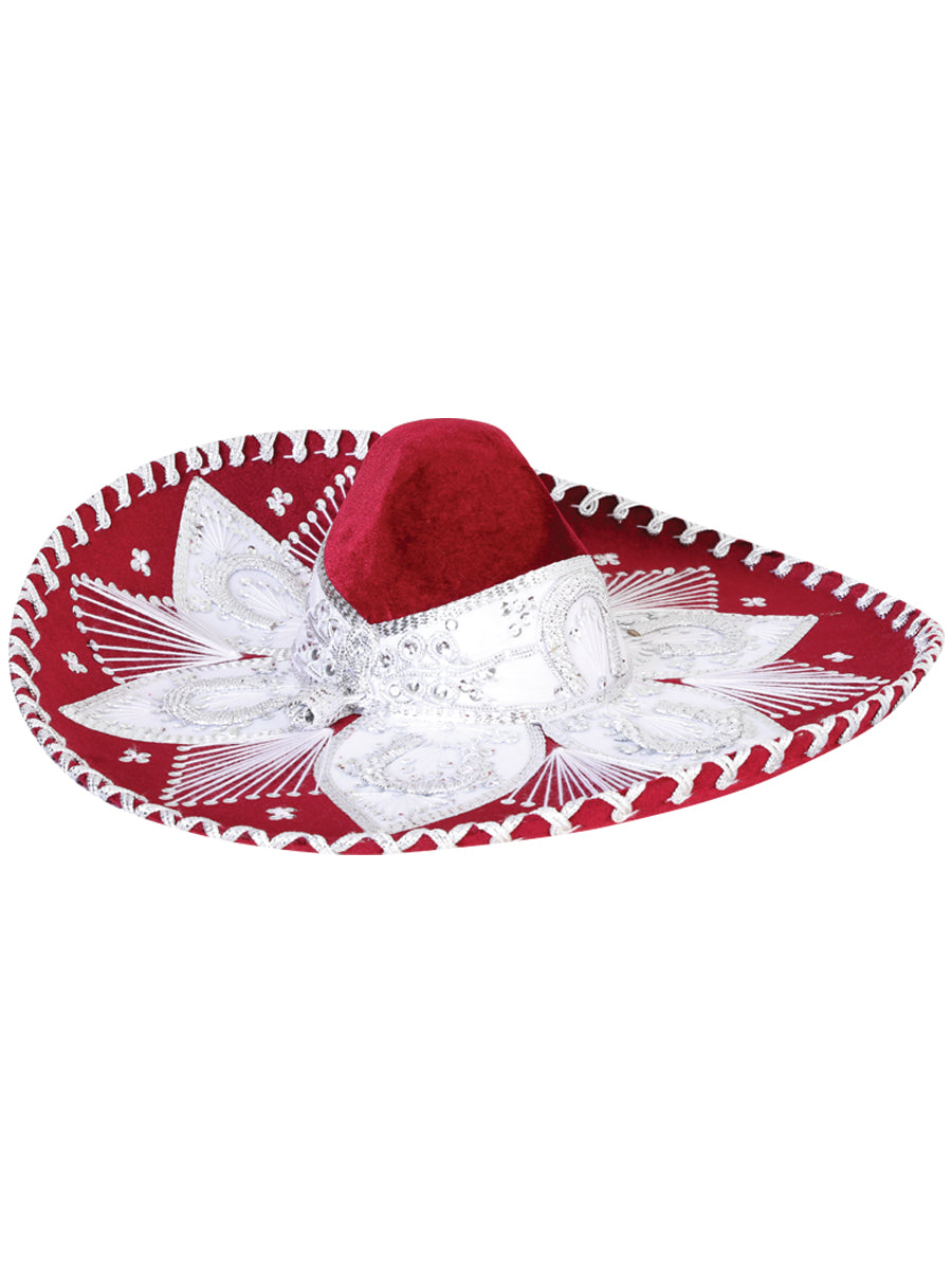 Adult Mexican Charro Hat, Velvet, Wine/Silver, 601774