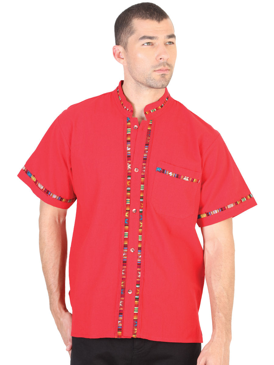 Mexican Artisan Guayabera 100% Cotton Red 601820