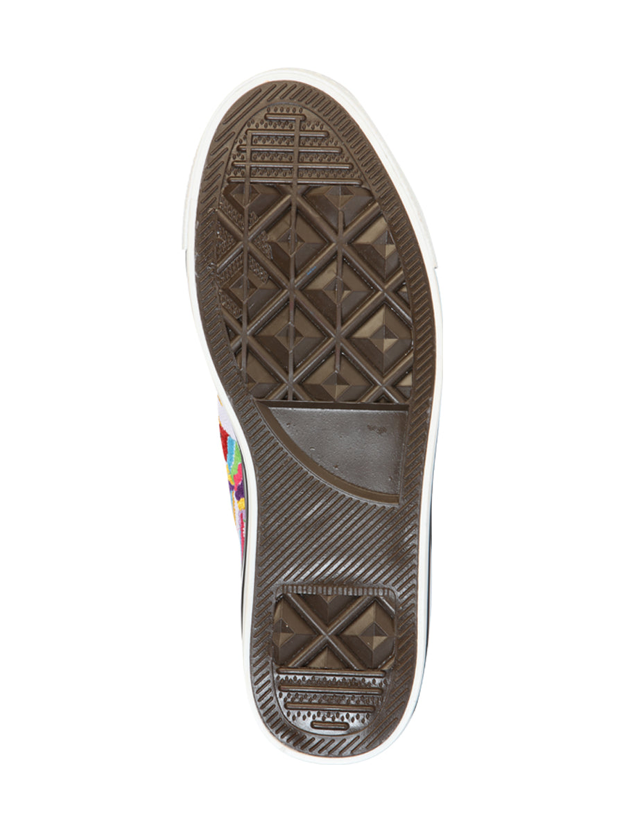 Artisanal Embroidered Sneakers, Textile Canvas, White, 602782