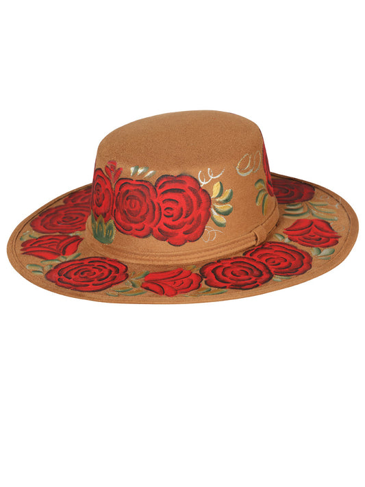 Artisanal Mexican Hand-Painted Suede Hat, Black 603721