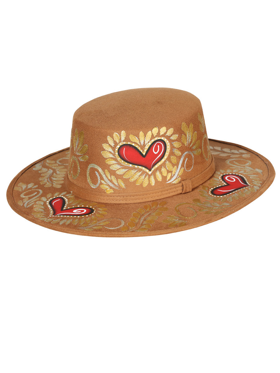 Artisanal Mexican Hand-Painted Suede Hat, Black 603723