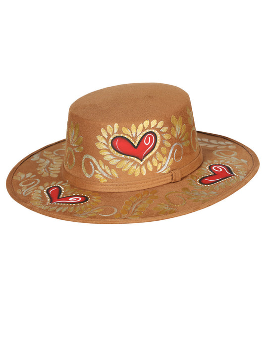 Artisanal Mexican Hand-Painted Suede Hat, Black 603723