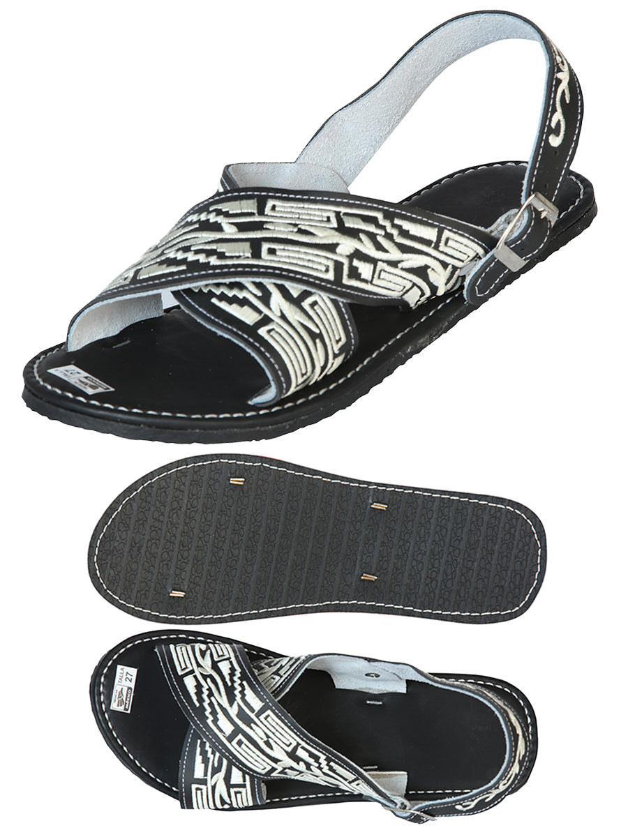 Mexican Artisan Sandals 50% Leather, 50% Synthetic Black 603786