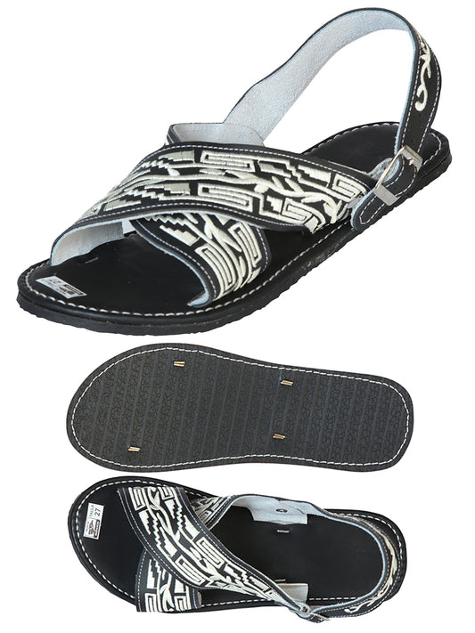 Mexican Artisan Sandals 50% Leather, 50% Synthetic Black 603786