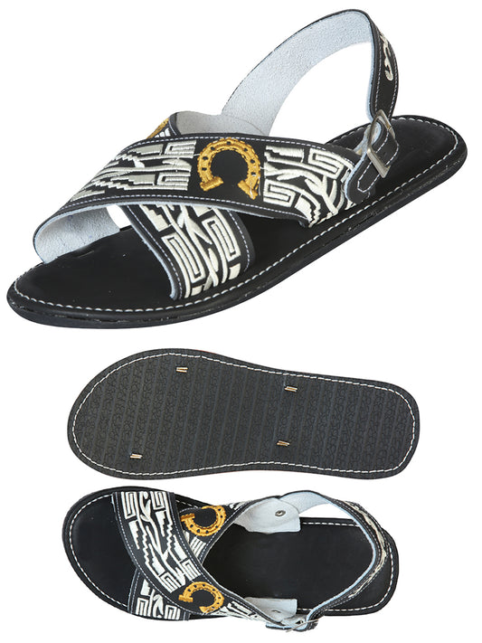 Mexican Artisan Sandals 50% Leather, 50% Synthetic Black 603788