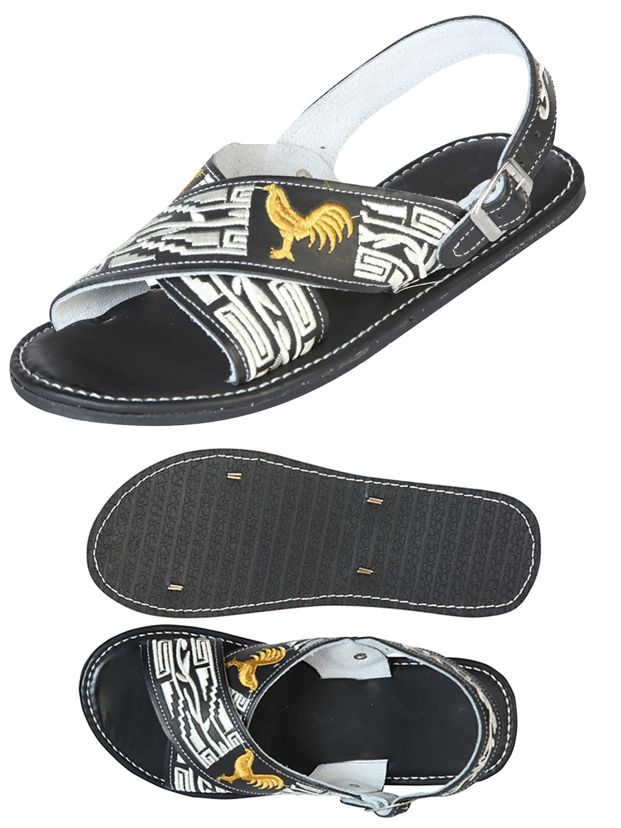 Mexican Artisan Sandals 50% Leather, 50% Synthetic Black 603790