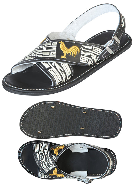 Mexican Artisan Sandals 50% Leather, 50% Synthetic Black 603790