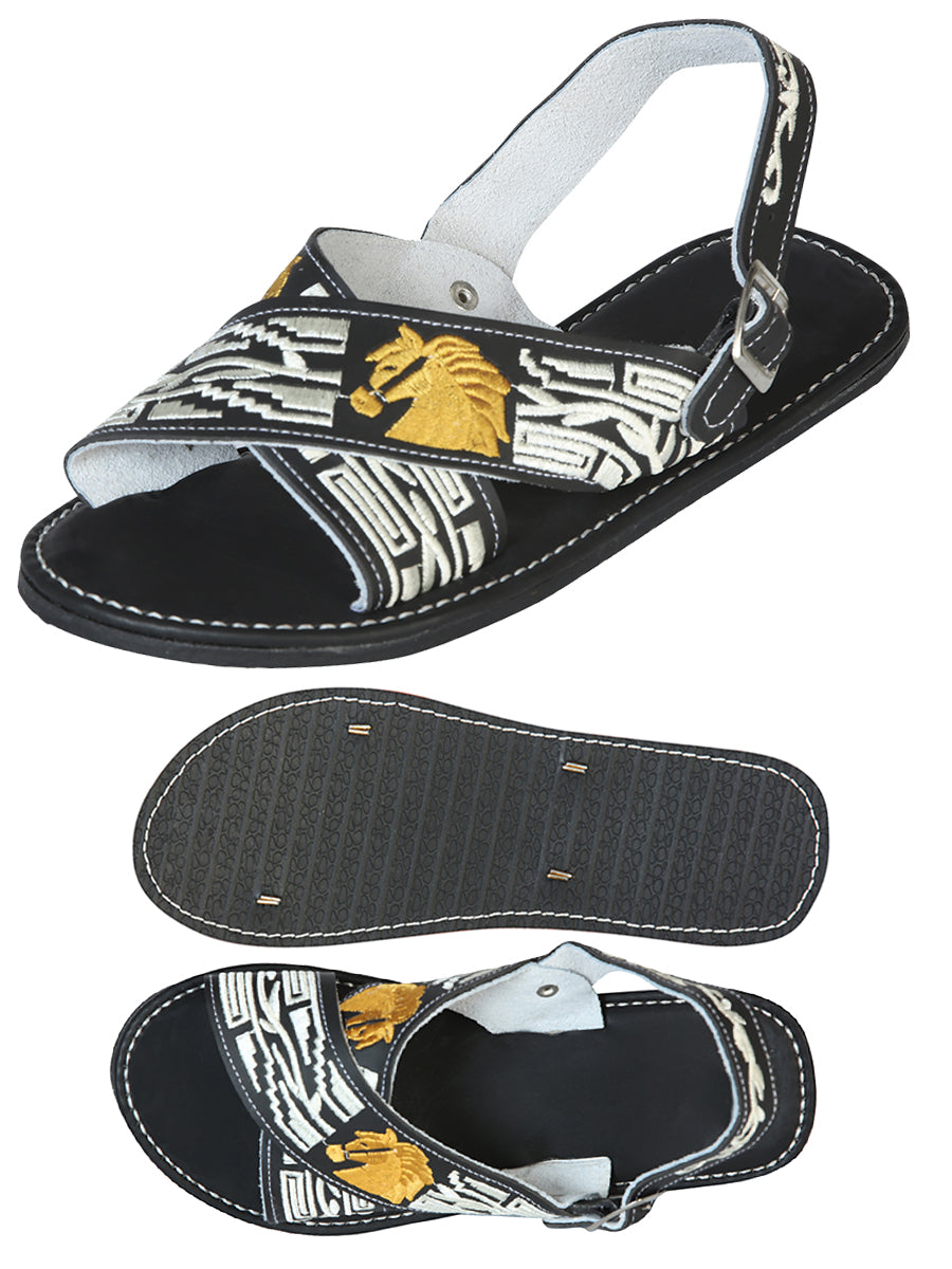 Mexican Artisan Sandals 50% Leather, 50% Synthetic Black 603792