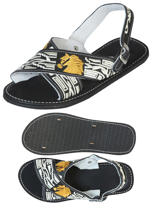 Mexican Artisan Sandals 50% Leather, 50% Synthetic Black 603792