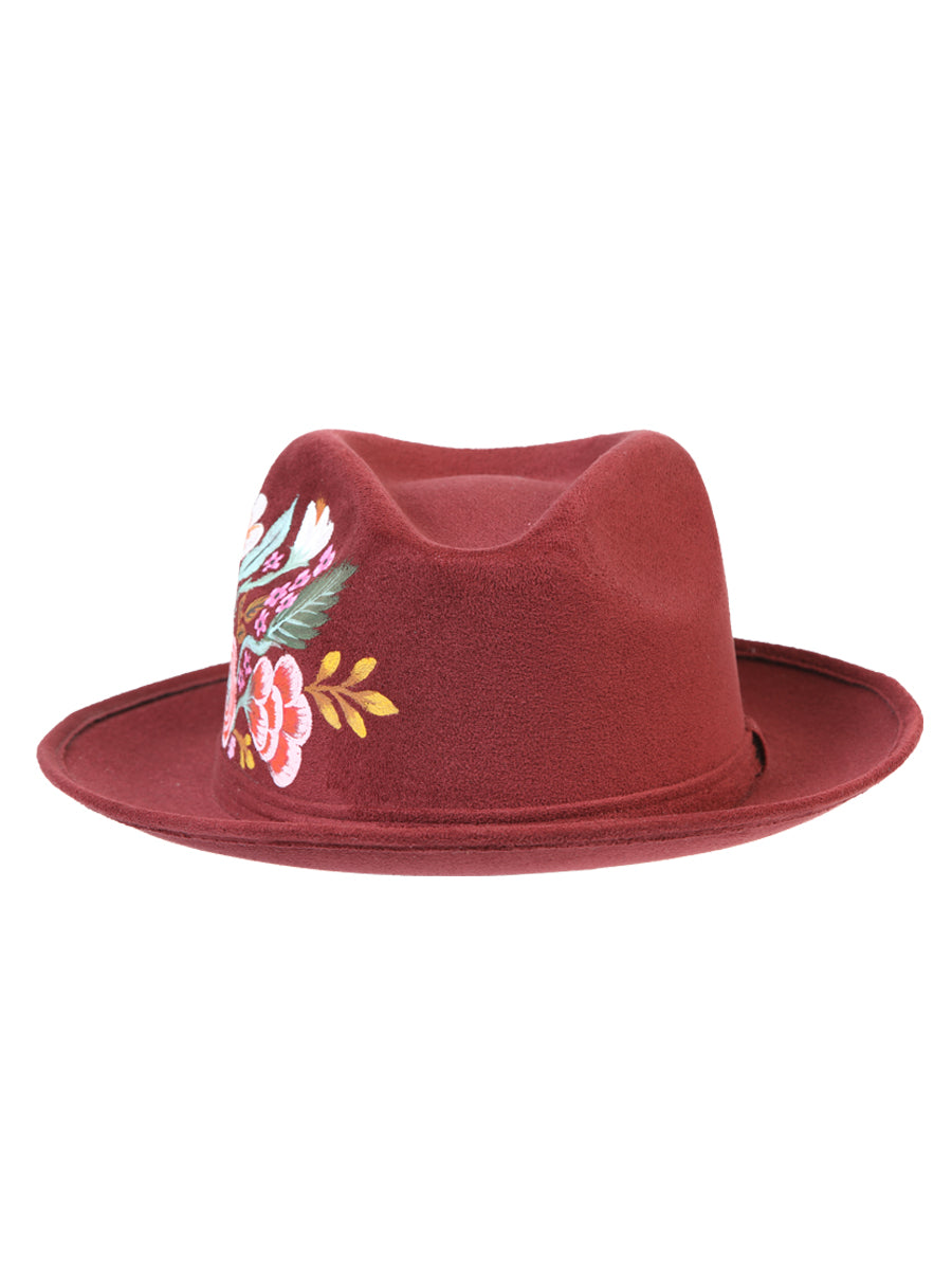 Artisanal Hand Painted Suede Wine Hat 603821