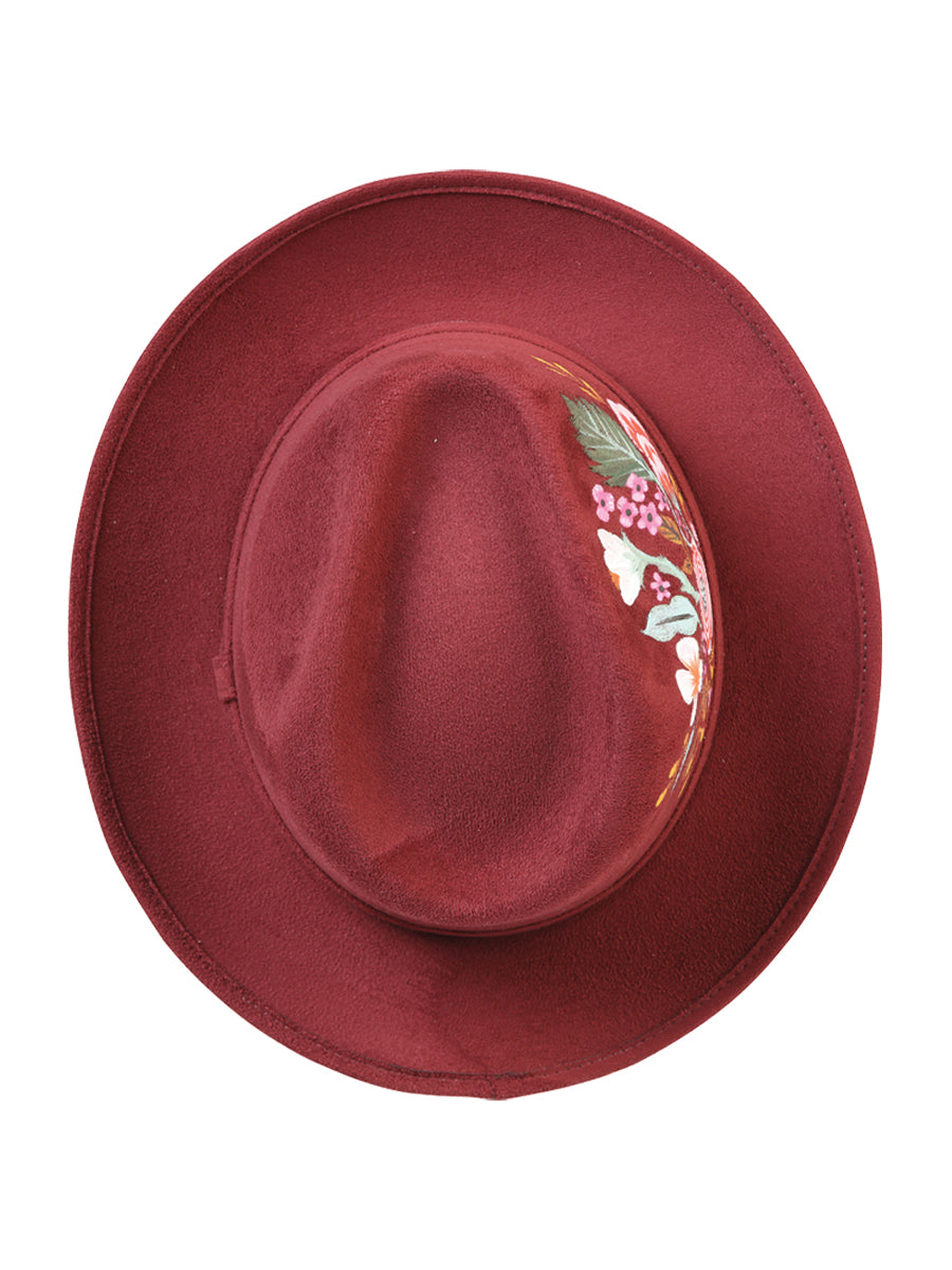 Artisanal Hand Painted Suede Wine Hat 603821
