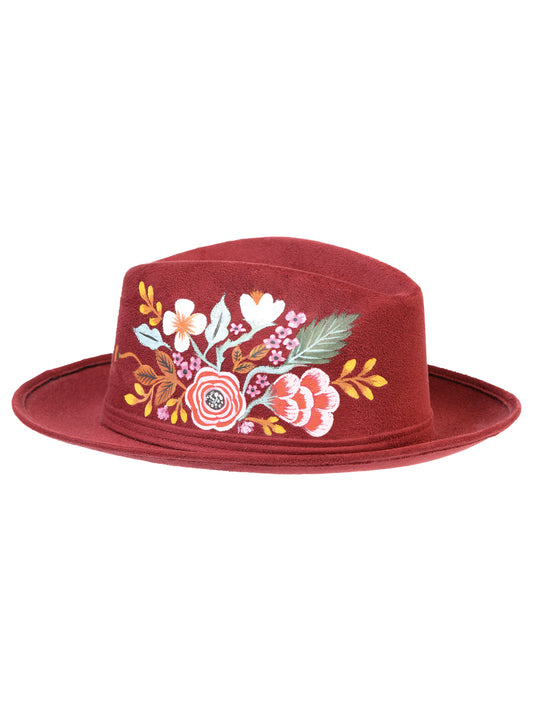 Artisanal Hand Painted Suede Wine Hat 603821