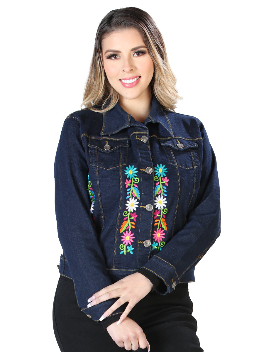 Artisanal Embroidered Jacket 50% Cotton, 50% Polyester Blue 603829