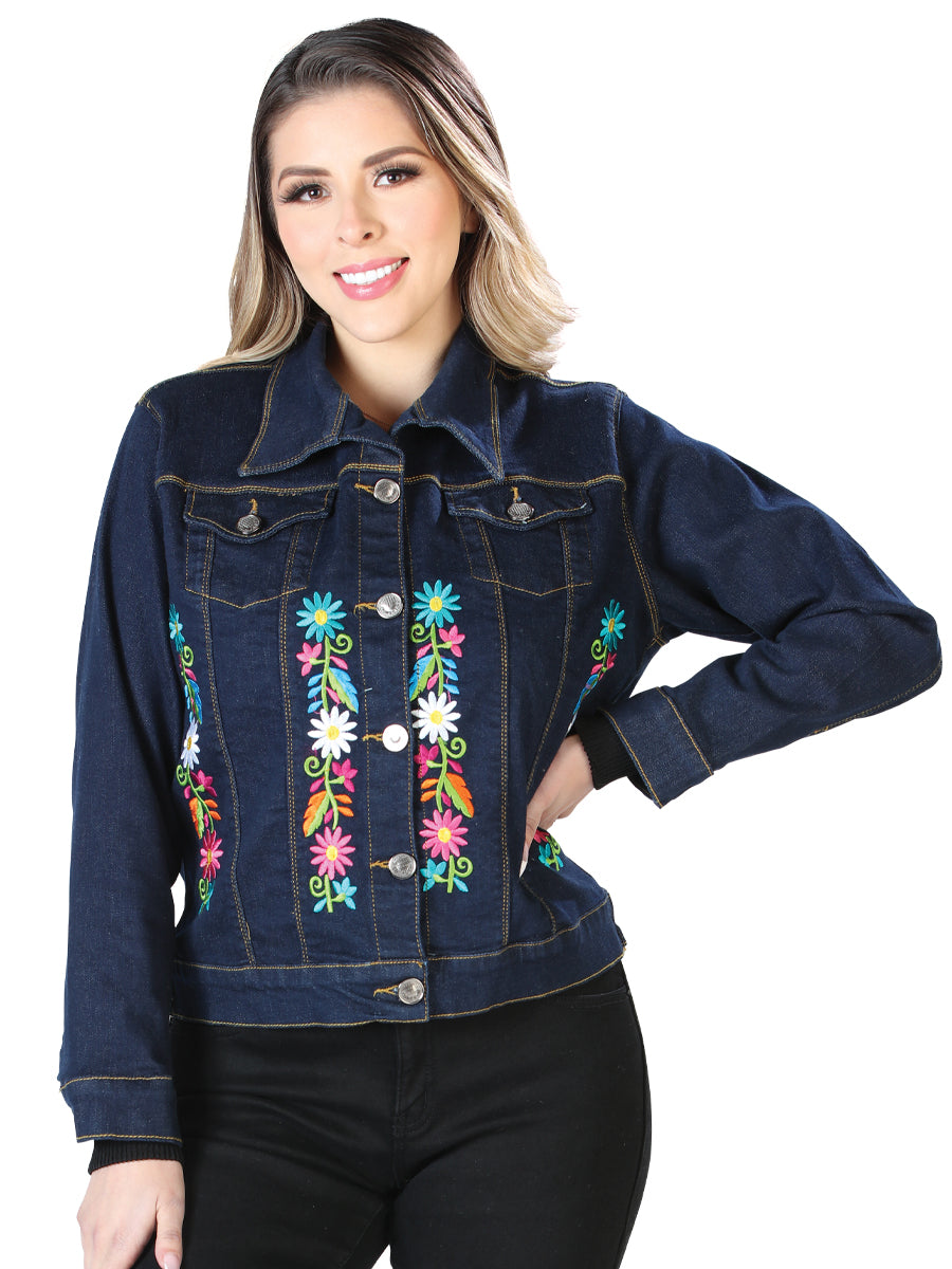 Artisanal Embroidered Jacket 50% Cotton, 50% Polyester Blue 603829