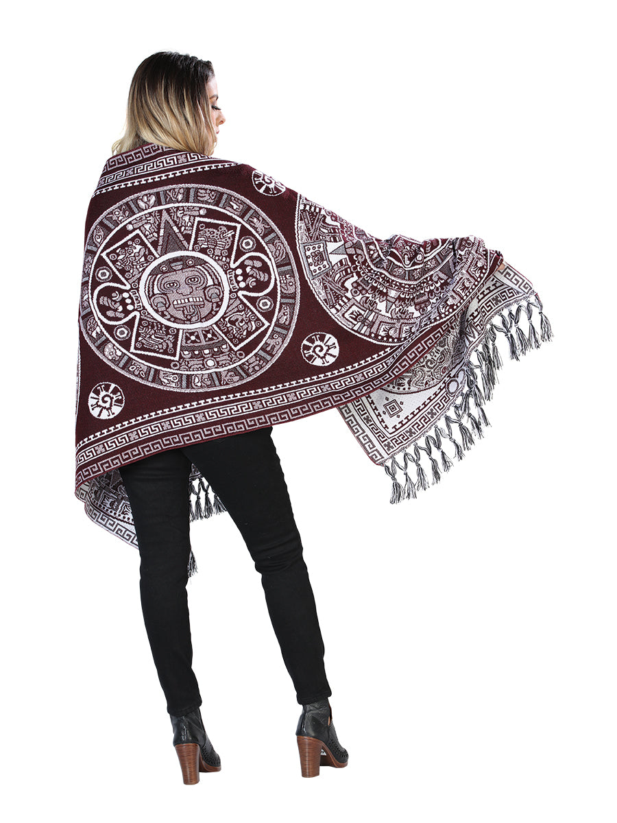 Mexican Artisan Shawl 100% Acrylic Wine 603889