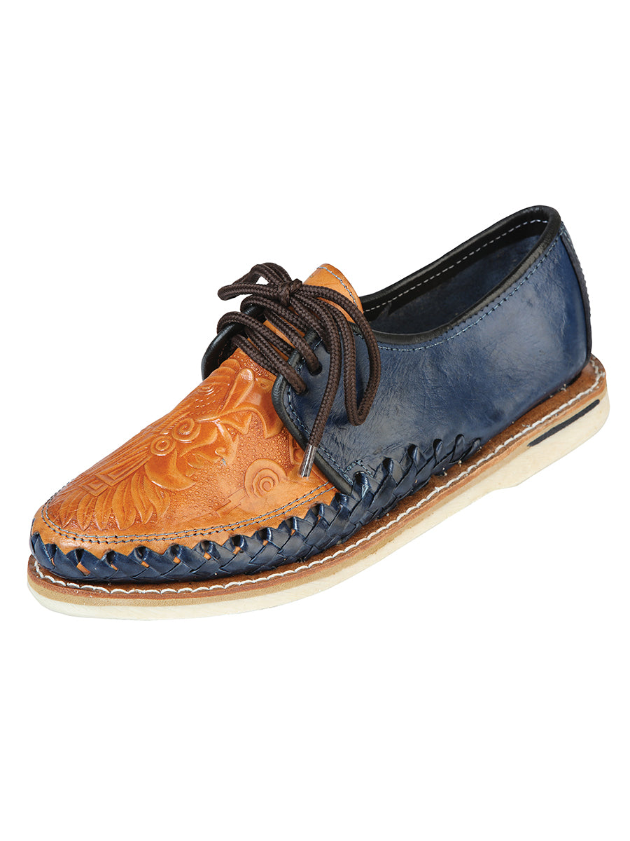 Mexican Artisan Shoes, Navy Blue Leather, 603917