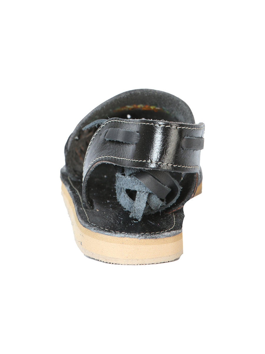 Mexican Artisan Leather Sandals, Black, 603919