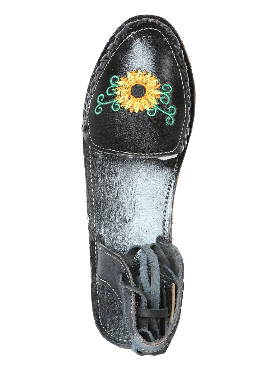 Mexican Artisan Leather Sandals, Black, 603919