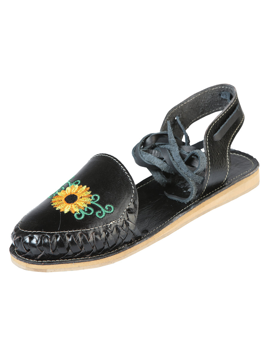 Mexican Artisan Leather Sandals, Black, 603919