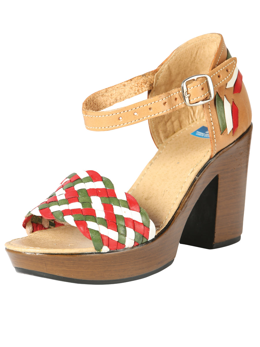 Mexican Artisan Leather Sandals, Tricolor, 603941