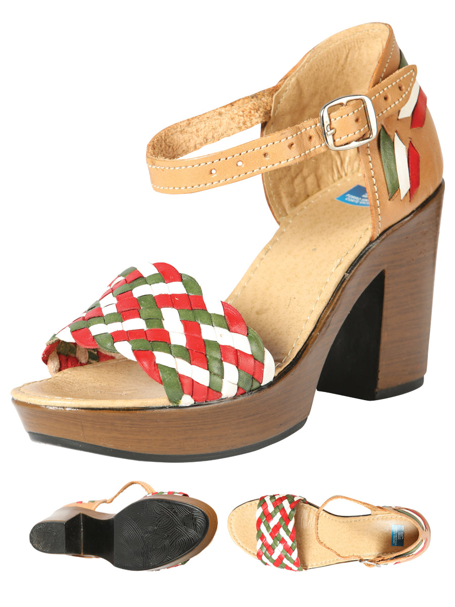 Mexican Artisan Leather Sandals, Tricolor, 603941