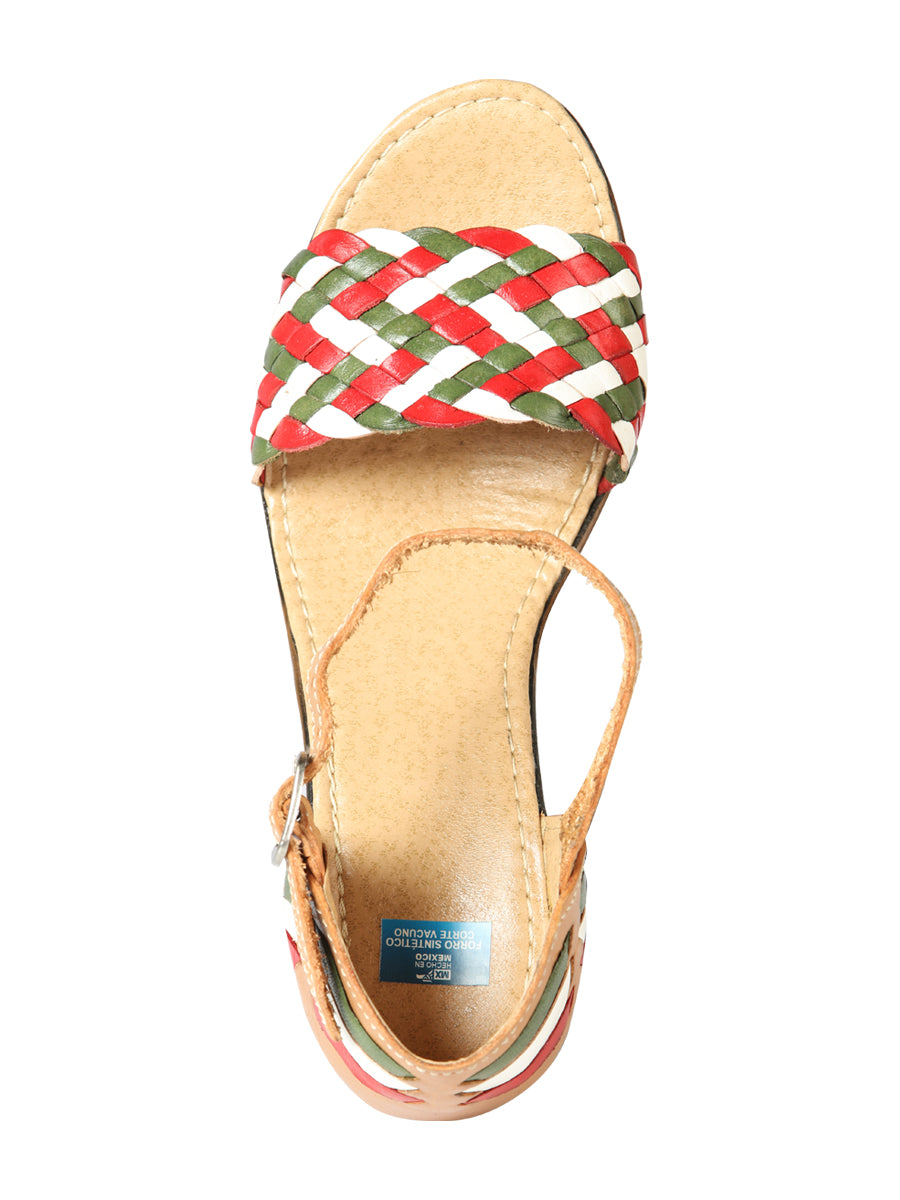 Mexican Artisan Leather Sandals, Tricolor, 603941