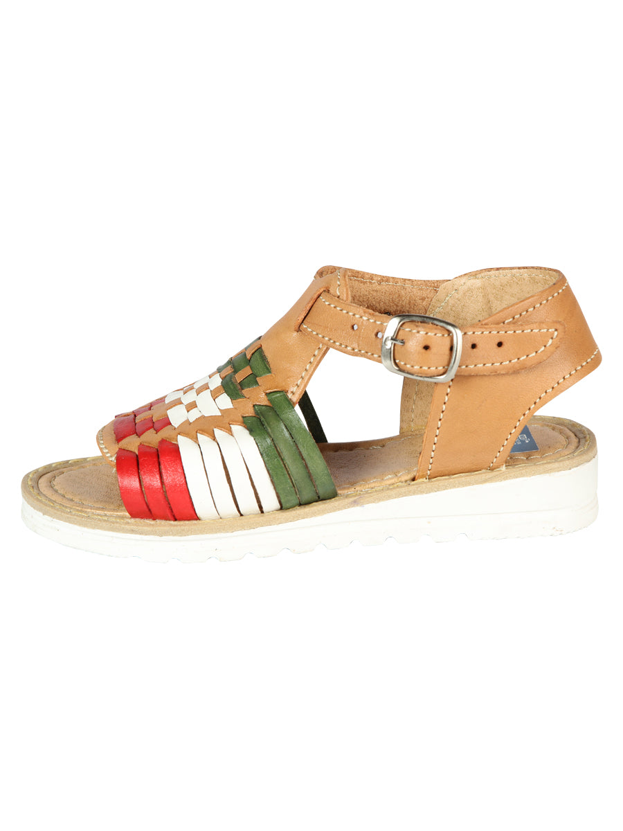 Artisanal Mexican Sandals, Leather, Tricolor, 603943