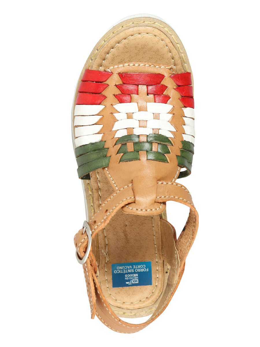 Artisanal Mexican Sandals, Leather, Tricolor, 603943