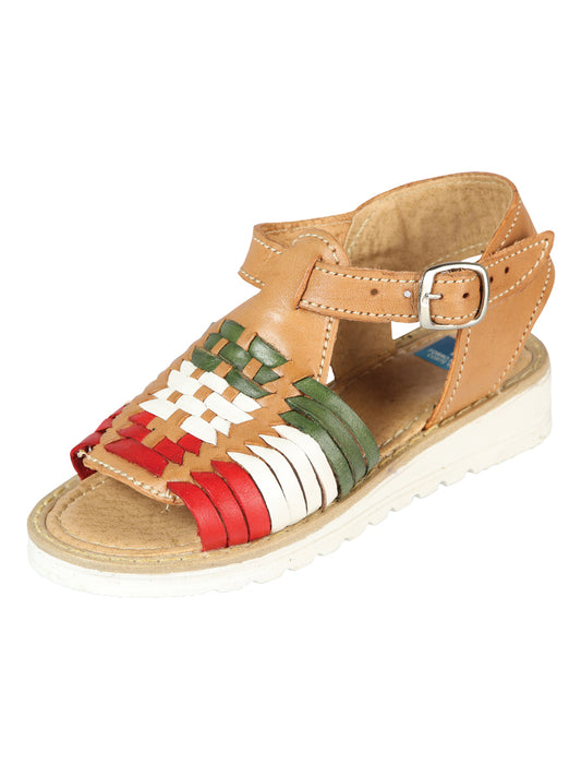 Artisanal Mexican Sandals, Leather, Tricolor, 603943