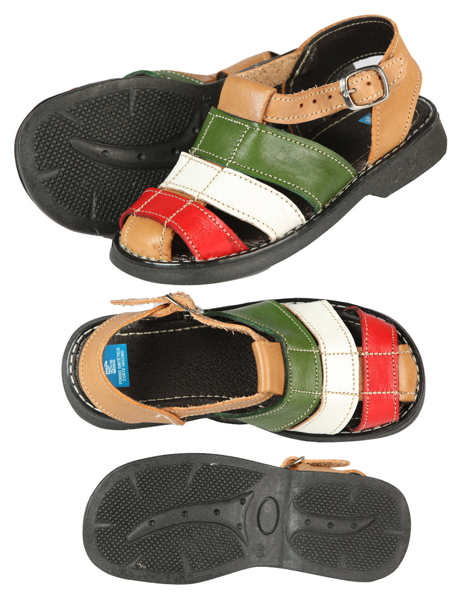 Artisanal Mexican Leather Sandals, Tricolor 603944