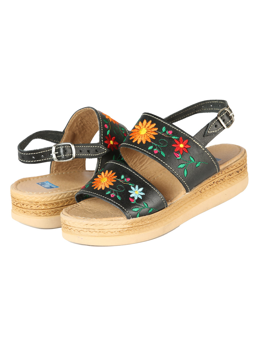 Mexica Artisan Leather Sandals, Black, 603953
