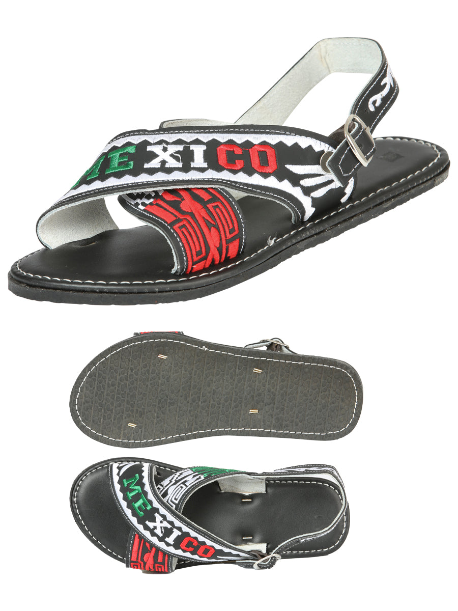 Mexican Artisan Sandals 50% Leather, 50% Synthetic Black 603954