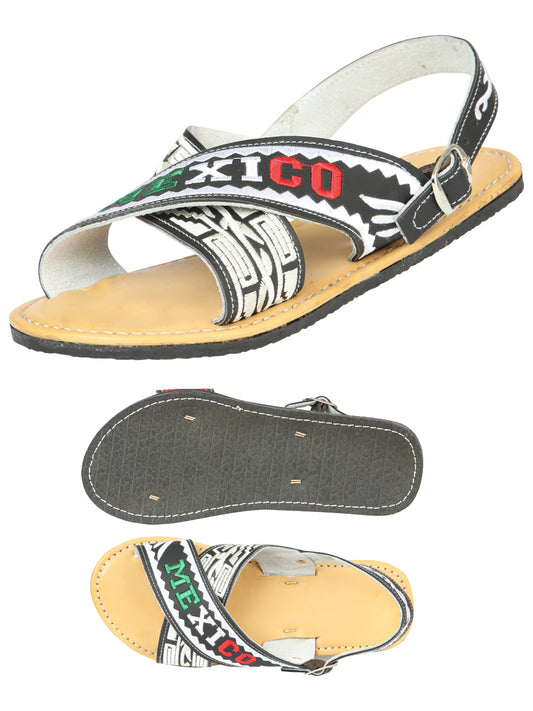 Mexican Artisan Sandals 50% Leather, 50% Synthetic Black 604033